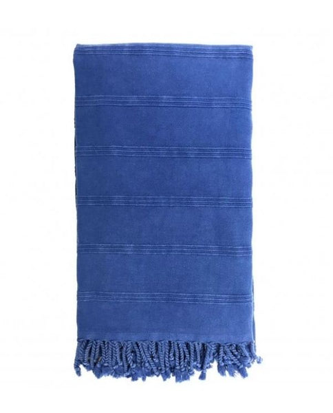 Stonewashed throw blanket, cotton, made in Turkey - Shopping Blue